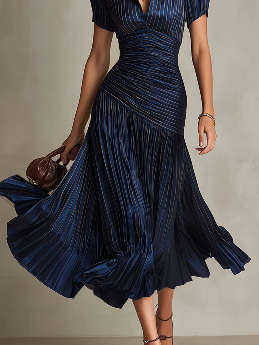 Adriana | Vestido midi a rayas retro