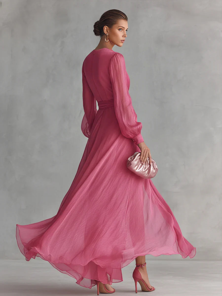 Ava | Vestido de Gasa Rosa Palo