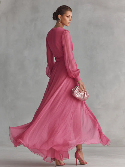 Ava | Vestido de Gasa Rosa Palo