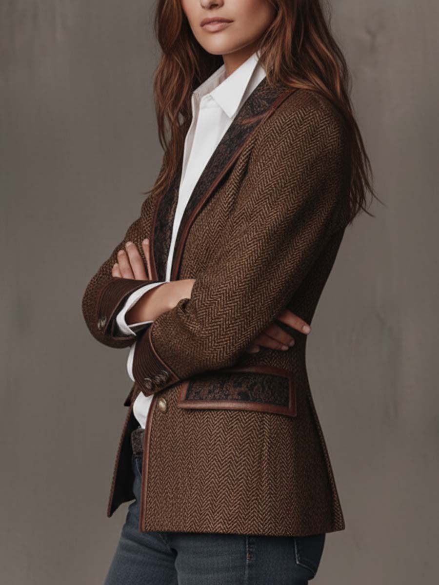 Gisèle | Blazer con Paneles Estampado de Espiga