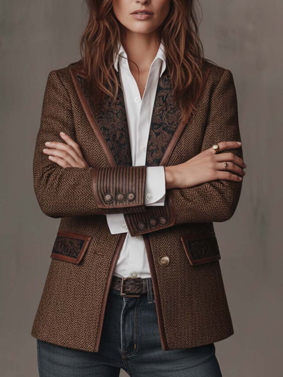 Gisèle | Blazer con Paneles Estampado de Espiga