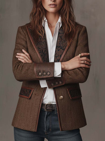 Gisèle | Blazer con Paneles Estampado de Espiga