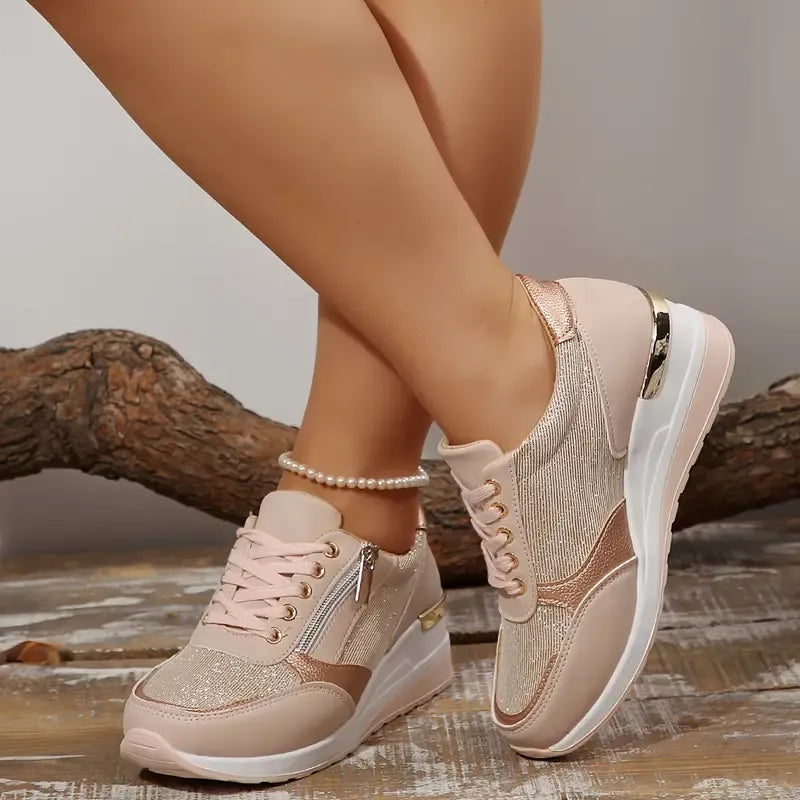 Nuevas zapatillas ortopédicas con cordones y cremallera lateral para mujer