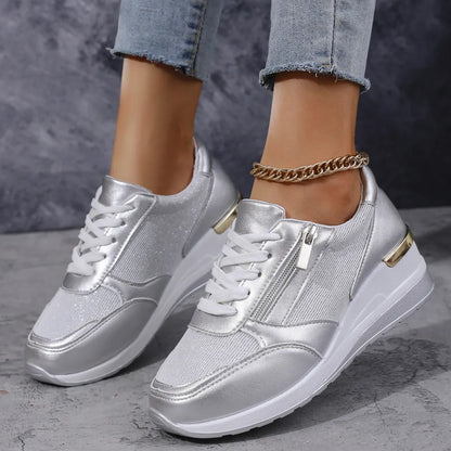 Nuevas zapatillas ortopédicas con cordones y cremallera lateral para mujer
