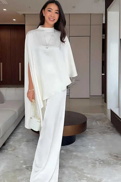 Conjunto de dos piezas de top y pantalón de diseño irregular a la moda