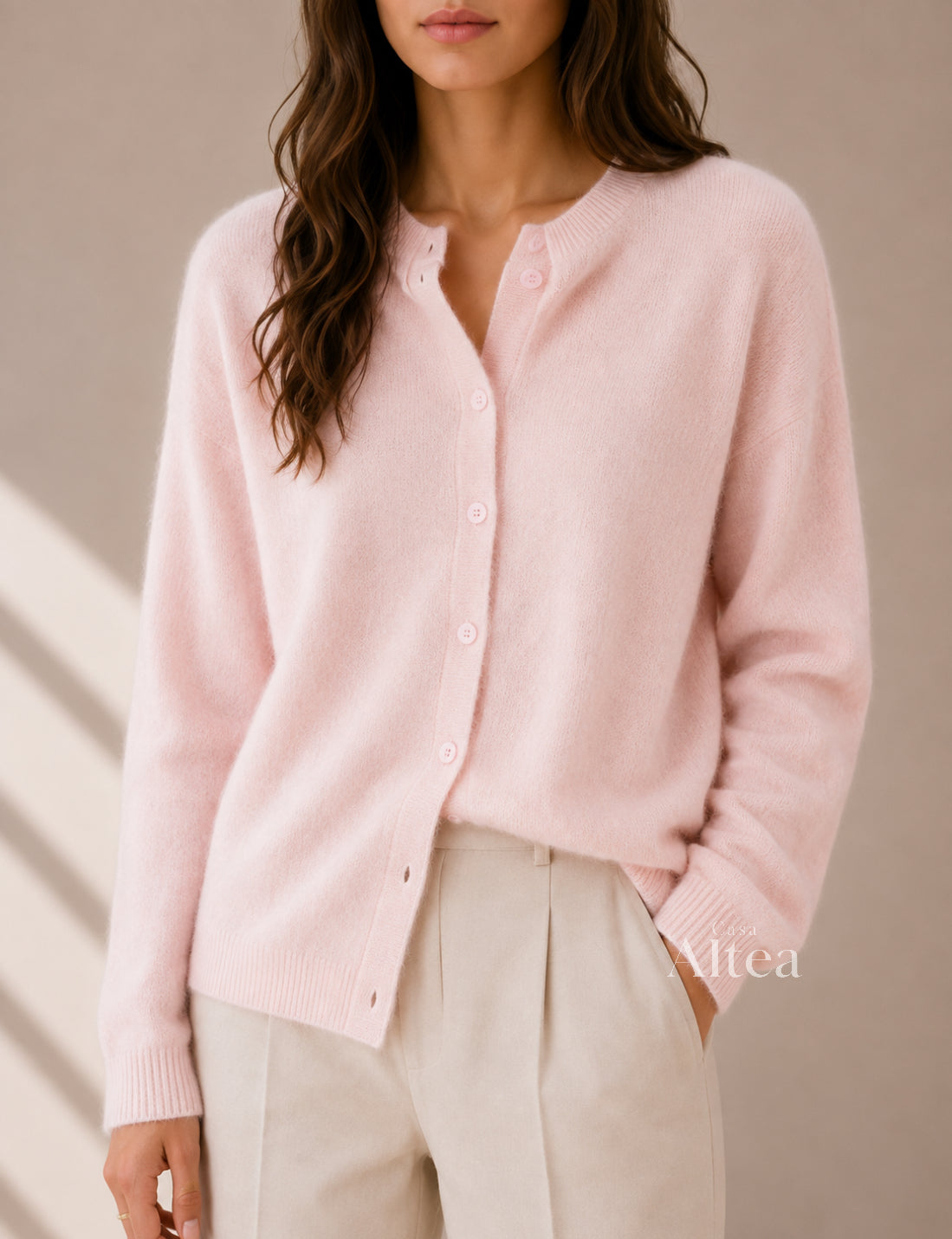 Valeria Cárdigan De Cashmere Con Cuello Redondo