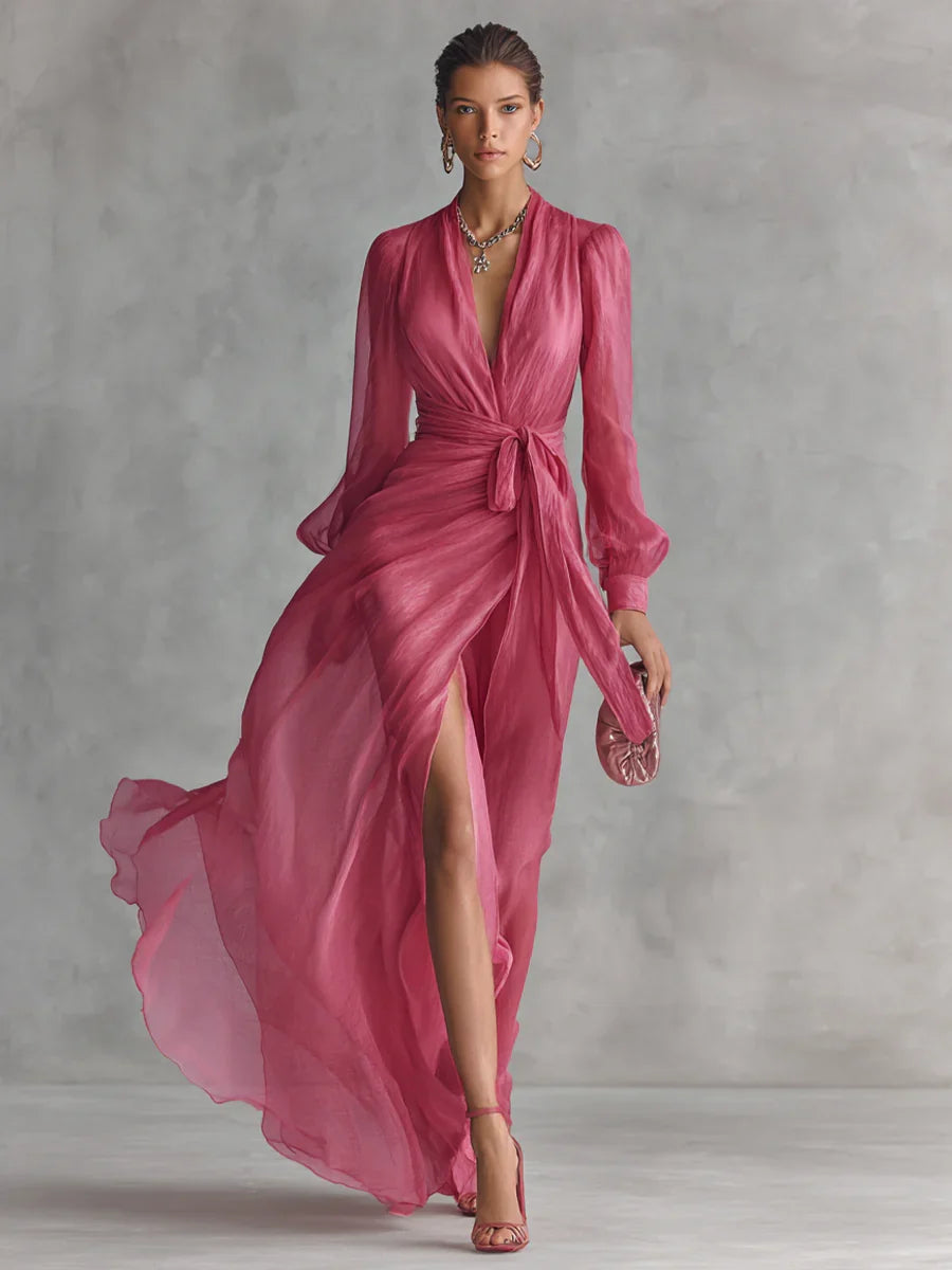 Ava | Vestido de Gasa Rosa Palo