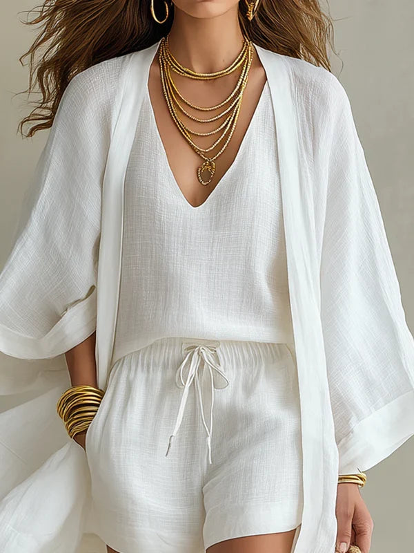 ARIA · CONJUNTO DE TRES PIEZAS DE LINO