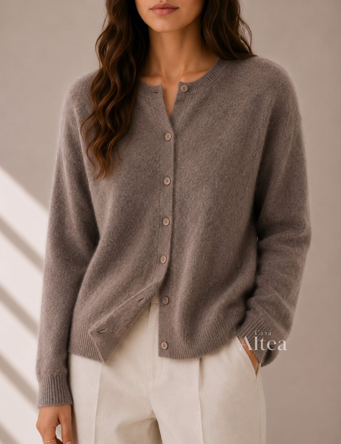Valeria Cárdigan De Cashmere Con Cuello Redondo