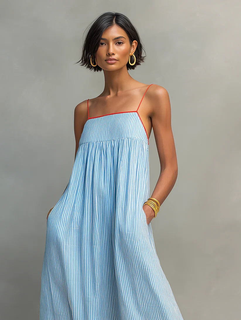 Elegante vestido largo sin mangas