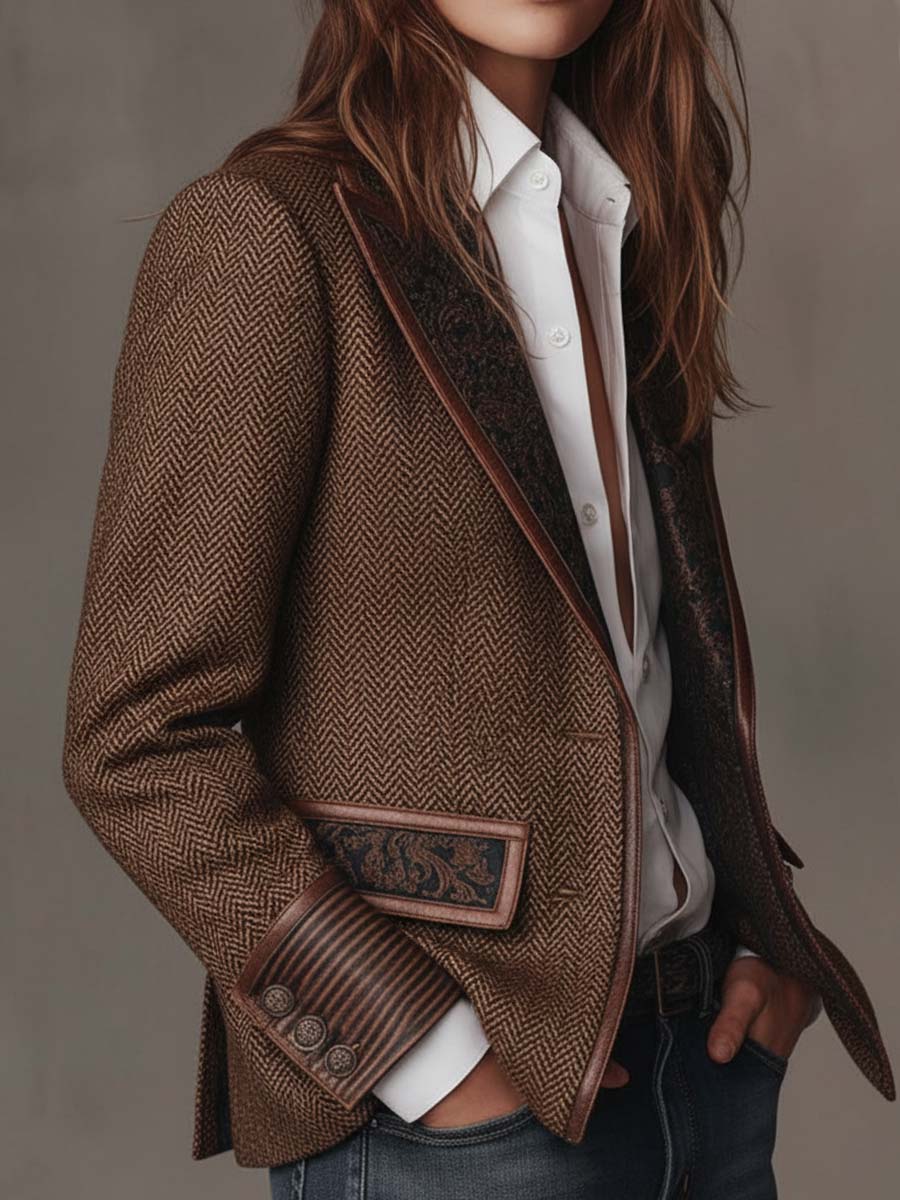 Gisèle | Blazer con Paneles Estampado de Espiga