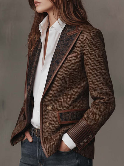 Gisèle | Blazer con Paneles Estampado de Espiga