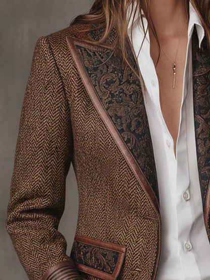 Gisèle | Blazer con Paneles Estampado de Espiga