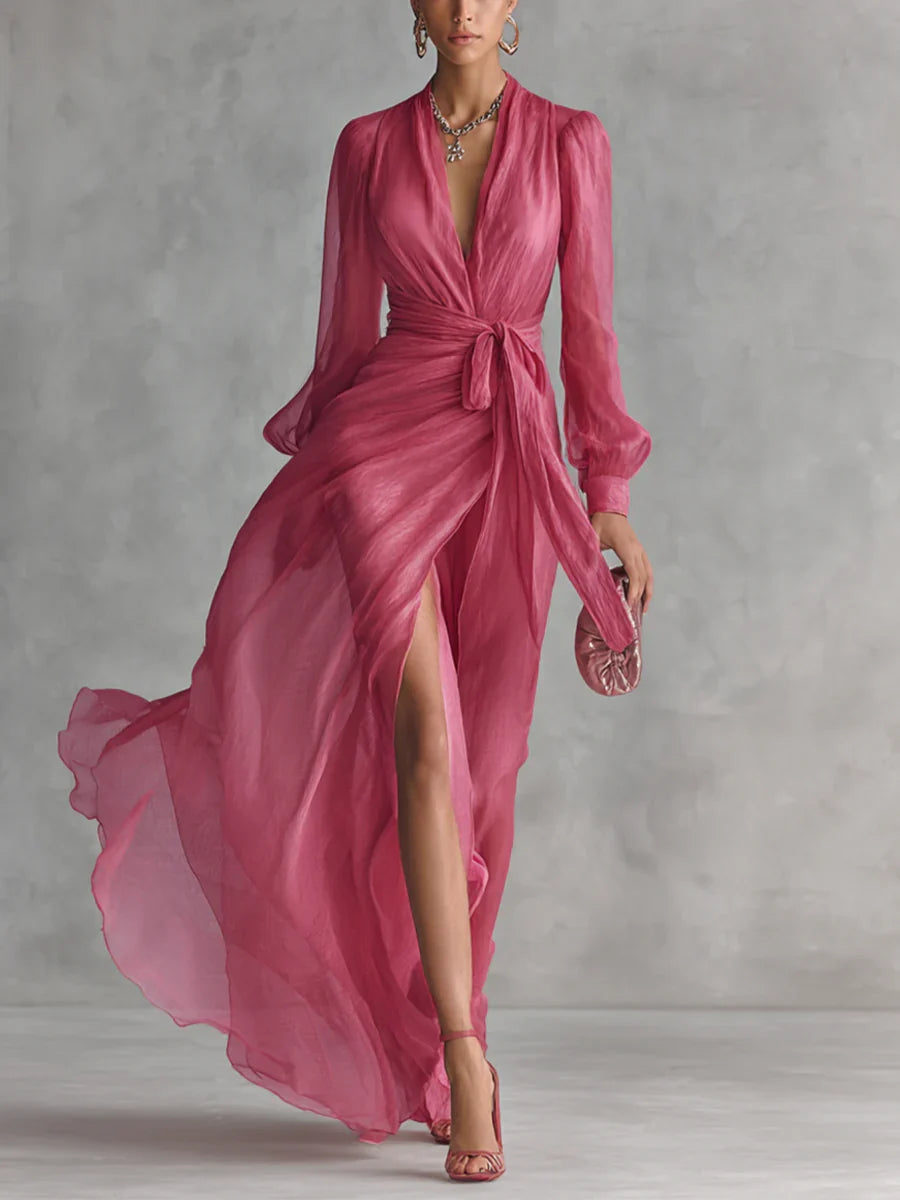 Ava | Vestido de Gasa Rosa Palo