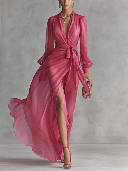 Ava | Vestido de Gasa Rosa Palo