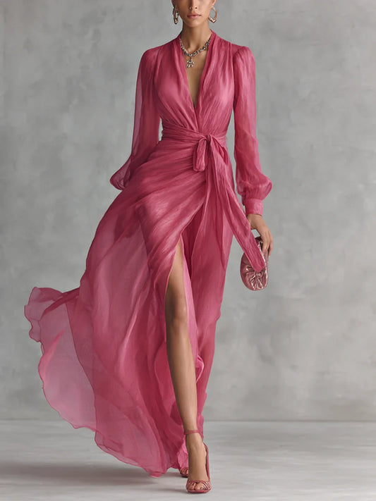 Ava | Vestido de Gasa Rosa Palo