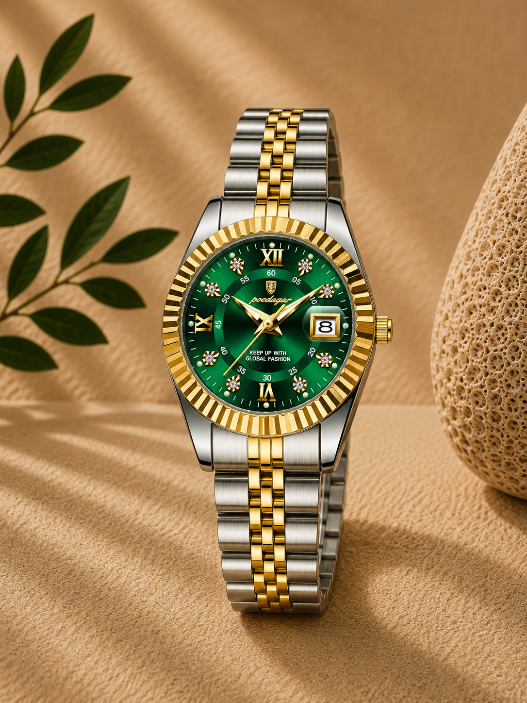 Lorena Reloj Elegante de Acero Inoxidable con Fecha