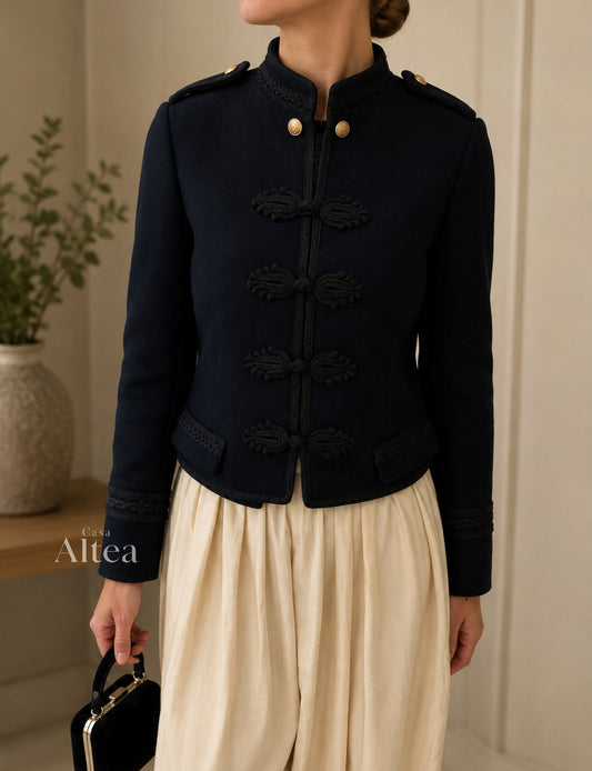 Laura Chaqueta Corta de Estilo Militar con Botones
