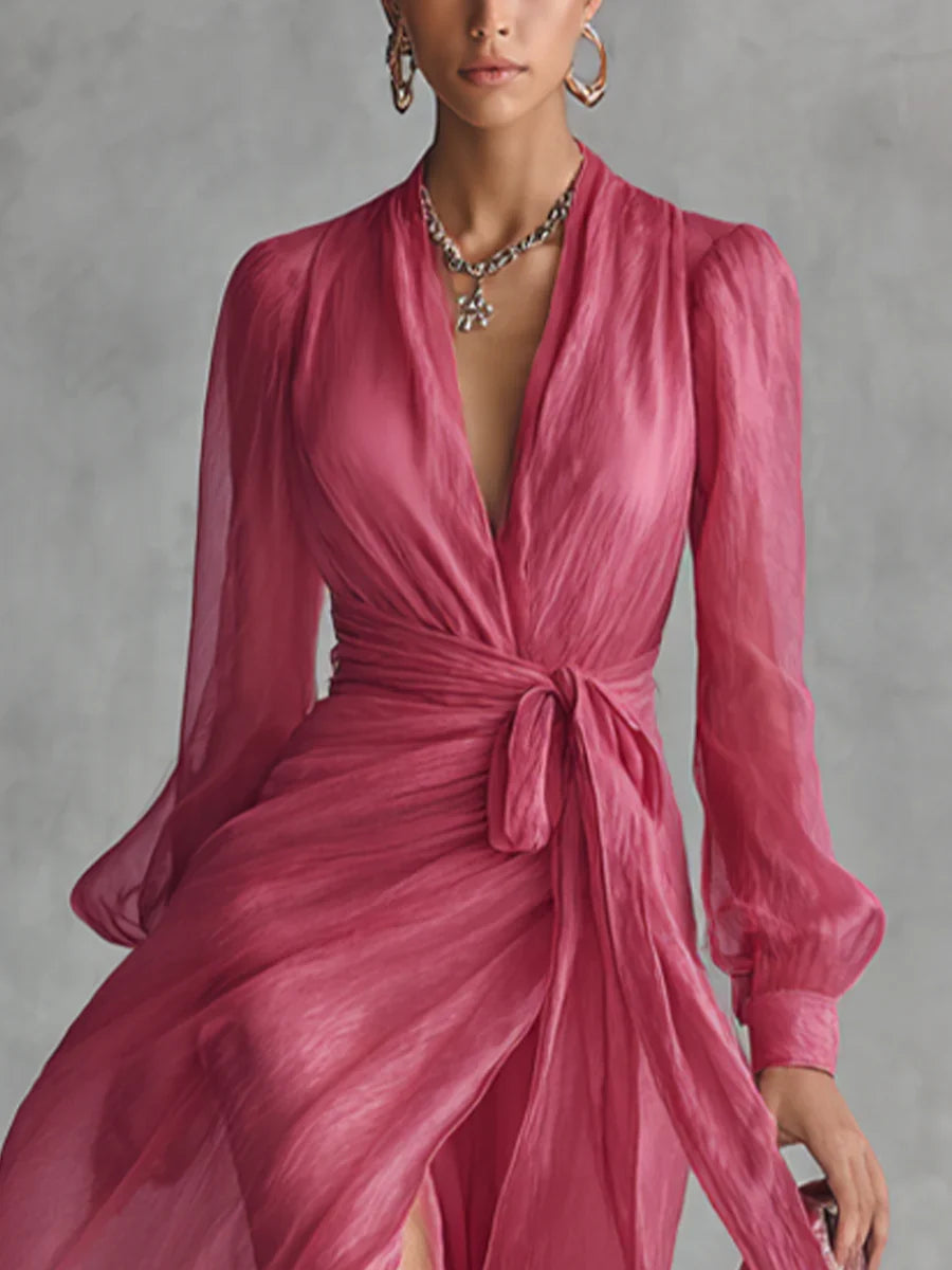 Ava | Vestido de Gasa Rosa Palo