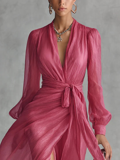 Ava | Vestido de Gasa Rosa Palo