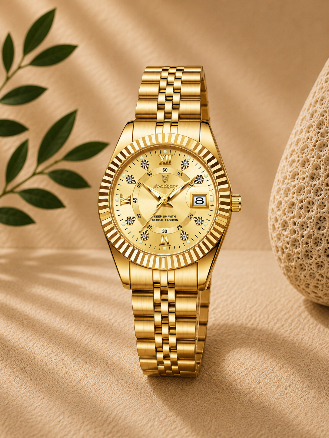 Lorena Reloj Elegante de Acero Inoxidable con Fecha