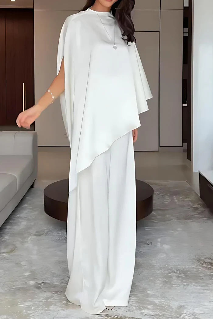 Conjunto de dos piezas de top y pantalón de diseño irregular a la moda