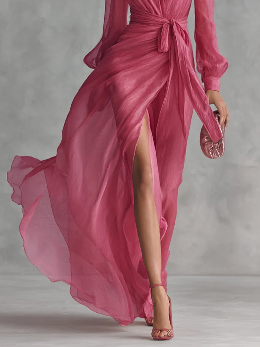 Ava | Vestido de Gasa Rosa Palo