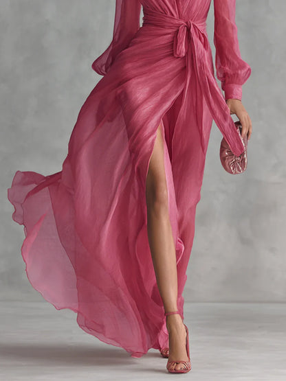 Ava | Vestido de Gasa Rosa Palo