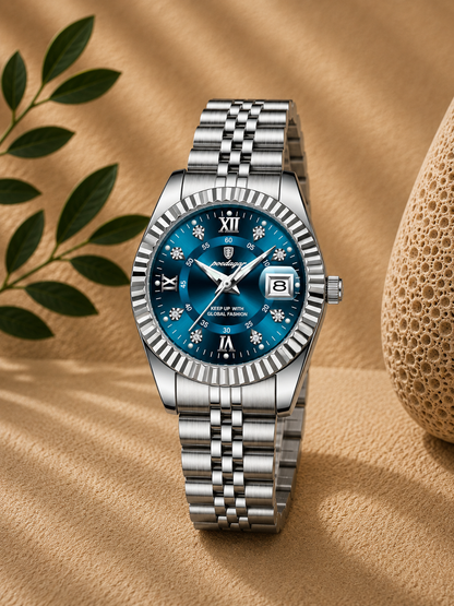 Lorena Reloj Elegante de Acero Inoxidable con Fecha