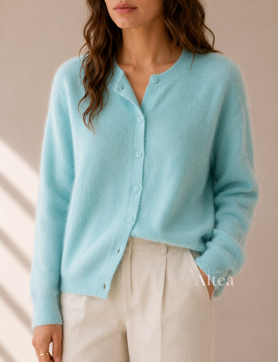Valeria Cárdigan De Cashmere Con Cuello Redondo