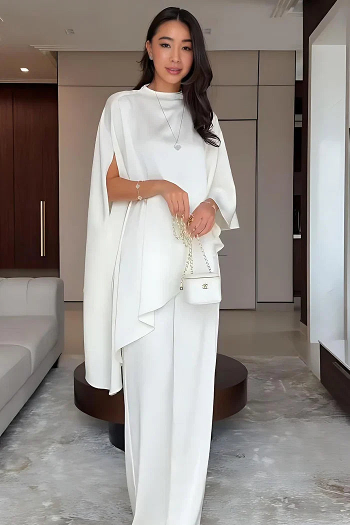Conjunto de dos piezas de top y pantalón de diseño irregular a la moda