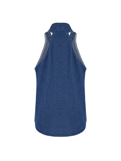 Conjunto vaquero sin mangas, con cuello en V