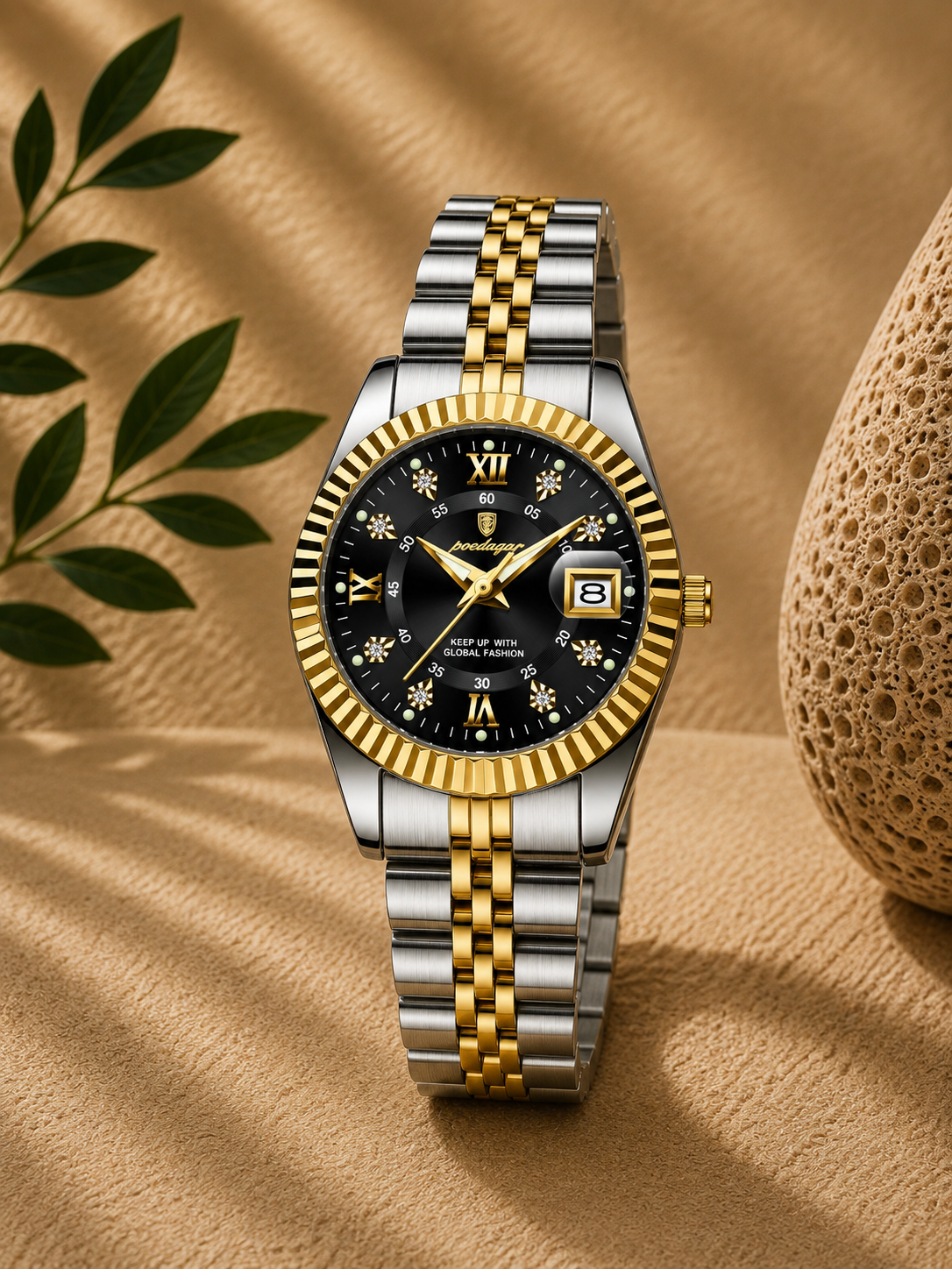 Lorena Reloj Elegante de Acero Inoxidable con Fecha