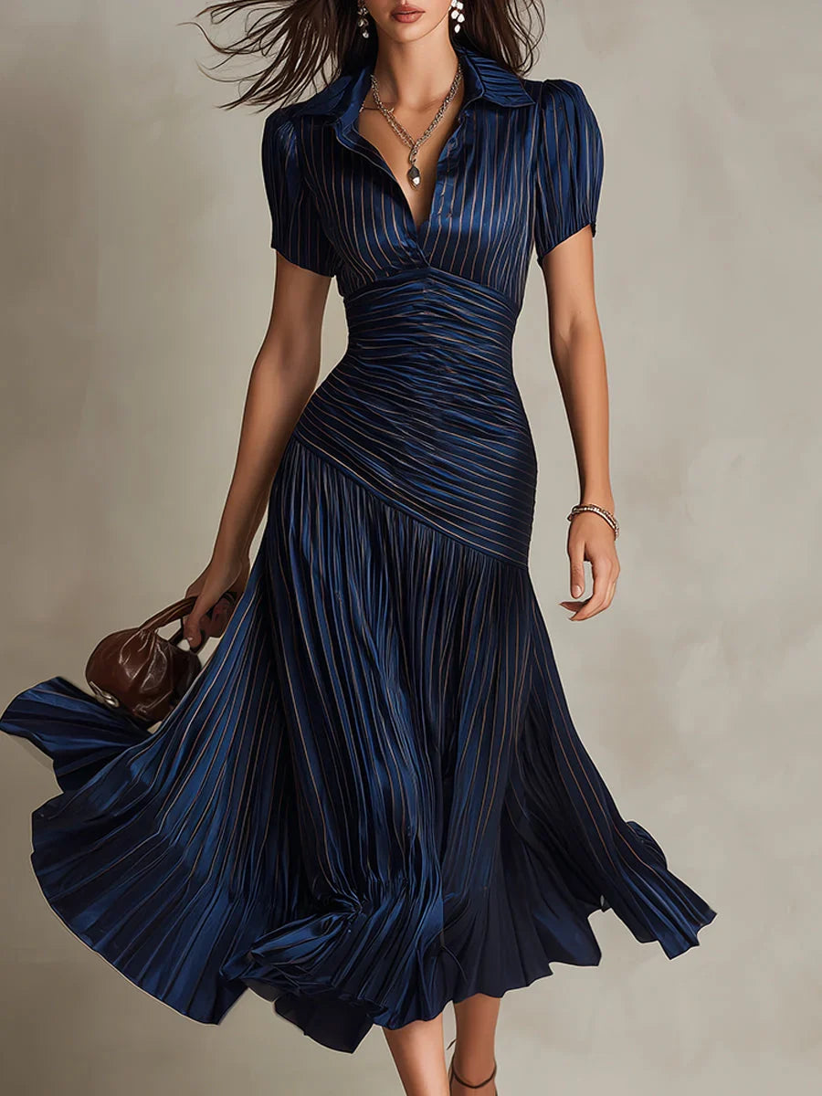Adriana | Vestido midi a rayas retro