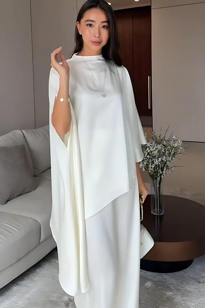 Conjunto de dos piezas de top y pantalón de diseño irregular a la moda