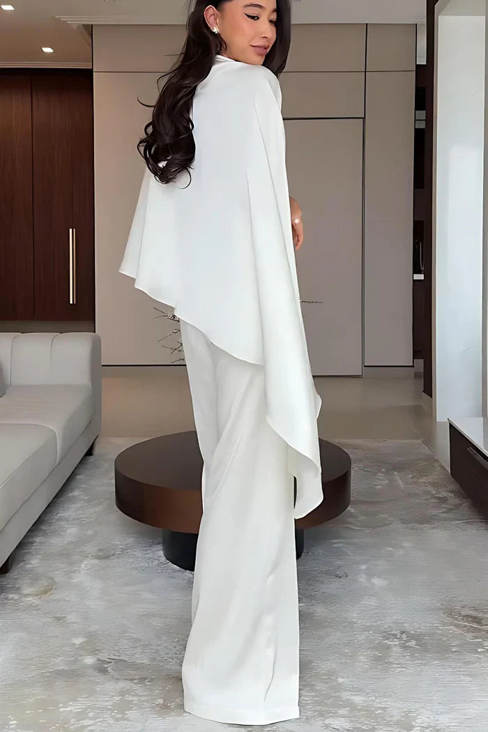 Conjunto de dos piezas de top y pantalón de diseño irregular a la moda