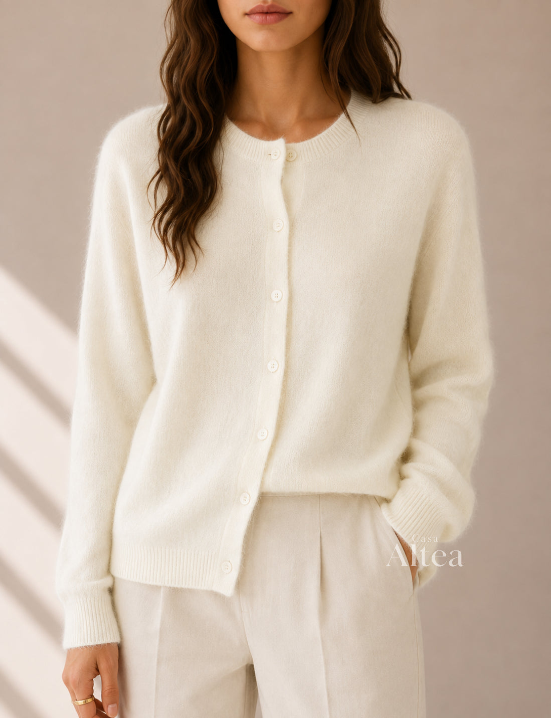 Valeria Cárdigan De Cashmere Con Cuello Redondo