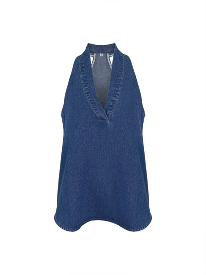 Conjunto vaquero sin mangas, con cuello en V