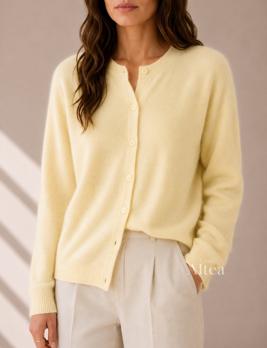 Valeria Cárdigan De Cashmere Con Cuello Redondo