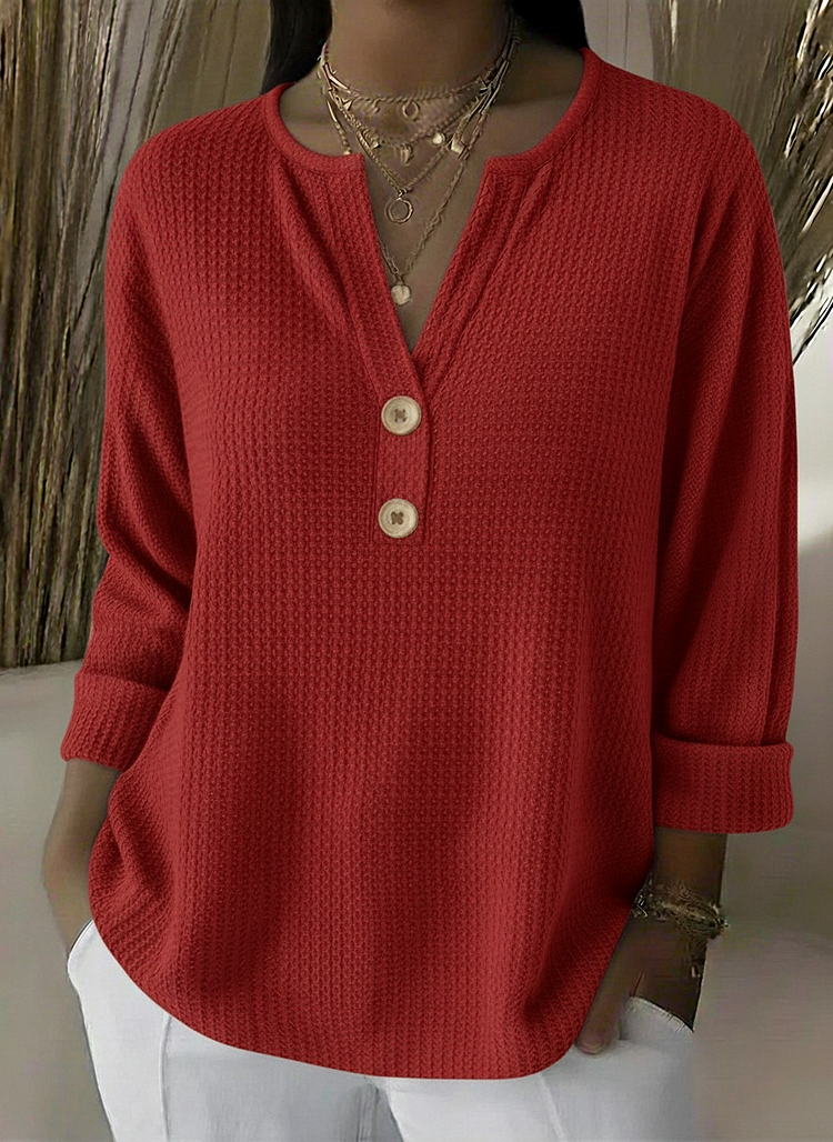 Lucía | Camiseta Henley Gofrada con Botones