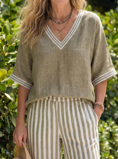 Amélia | Conjunto Suelto de Verano con Pantalón Fluido