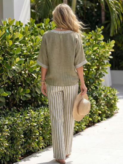Amélia | Conjunto Suelto de Verano con Pantalón Fluido