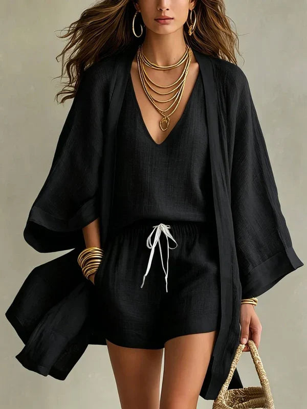 ARIA · CONJUNTO DE TRES PIEZAS DE LINO