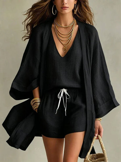 ARIA · CONJUNTO DE TRES PIEZAS DE LINO