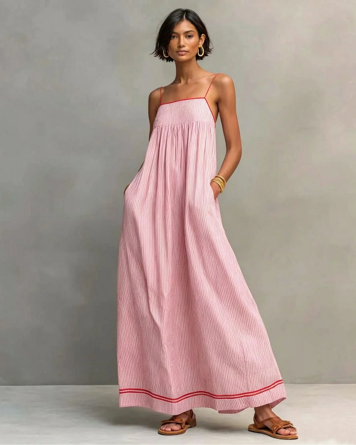 Elegante vestido largo sin mangas
