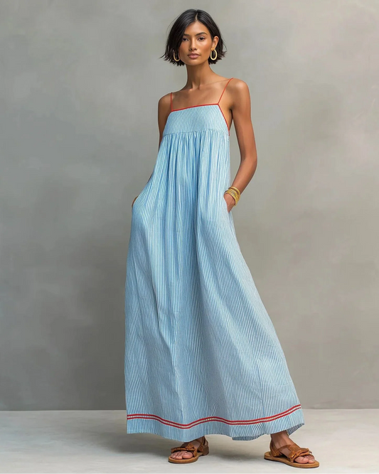 Elegante vestido largo sin mangas