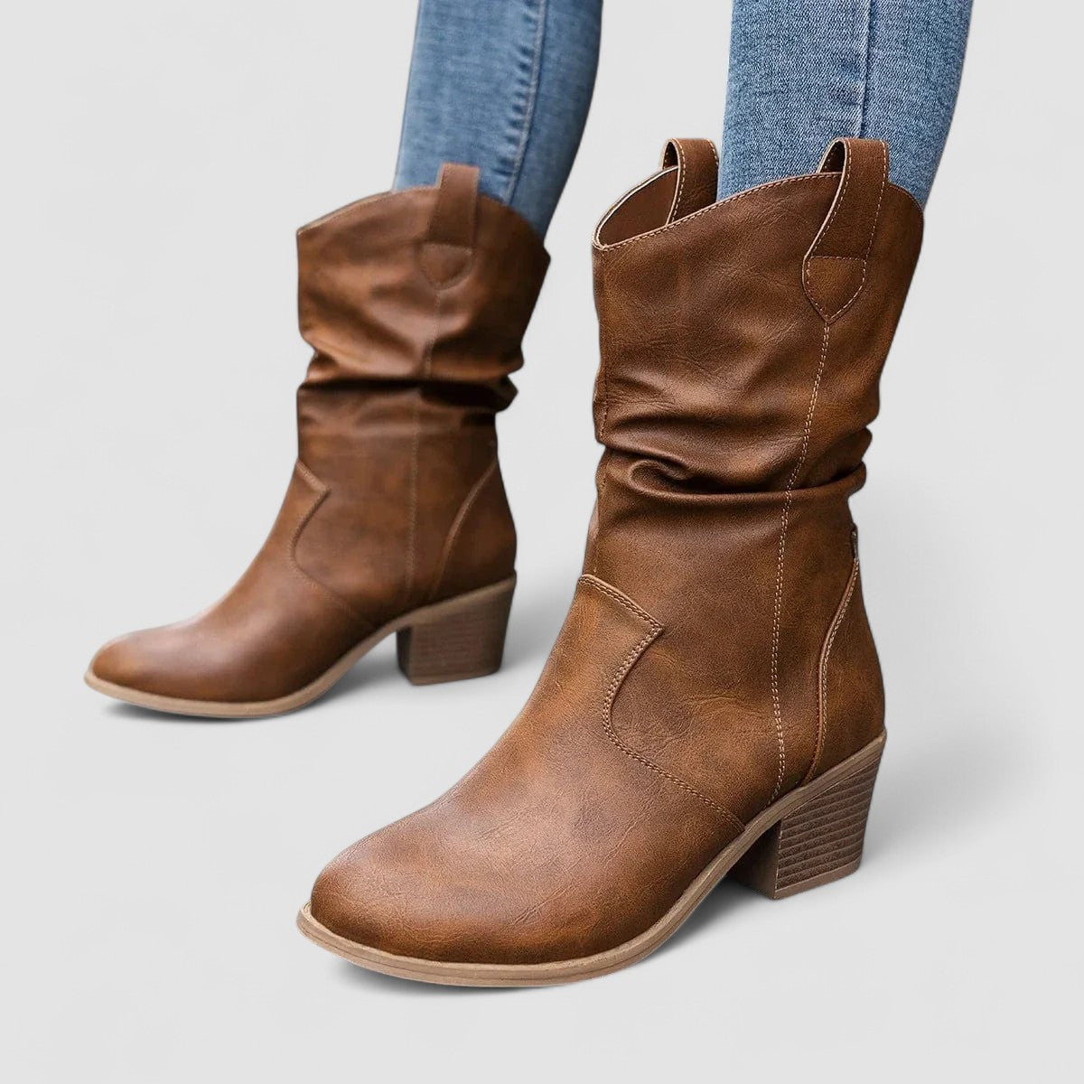 Leonor | Botas de Caña Arrugada con Tacón