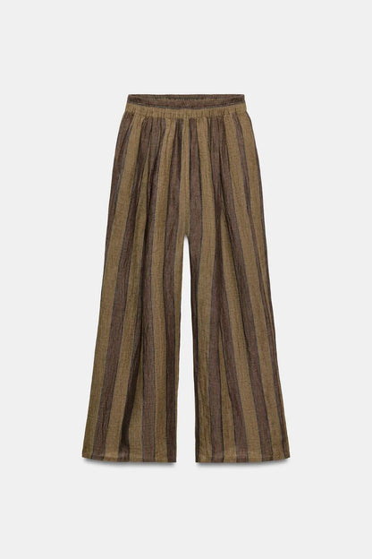 Sonia | Conjunto halter de lino a rayas con pantalón alto
