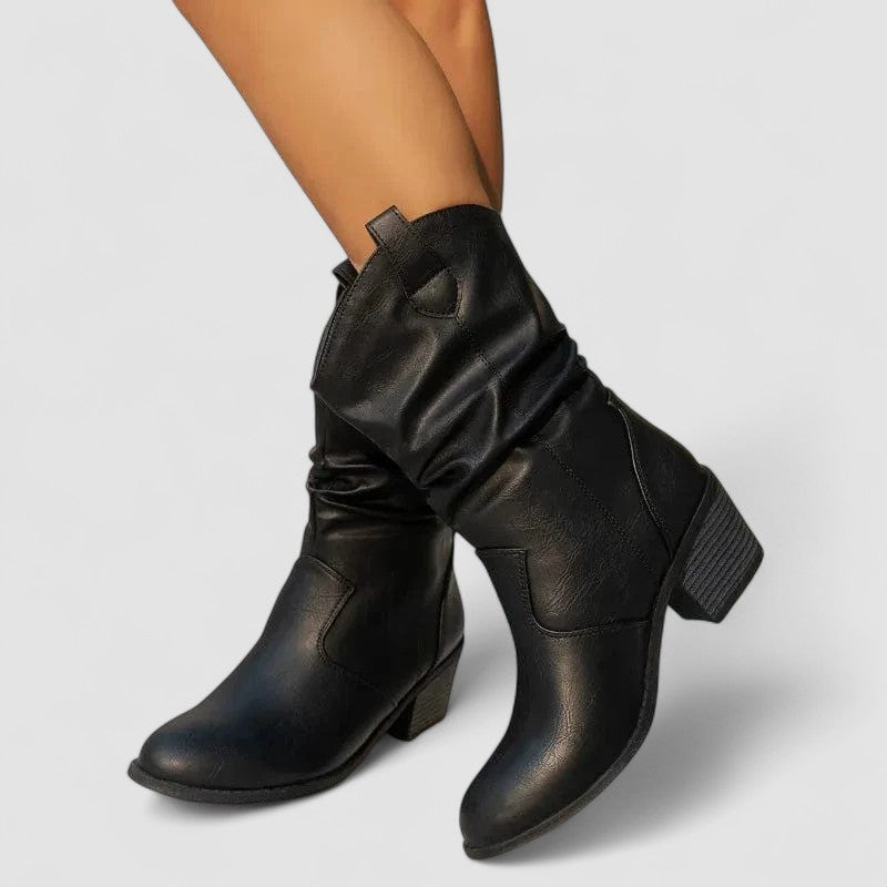 Leonor | Botas de Caña Arrugada con Tacón