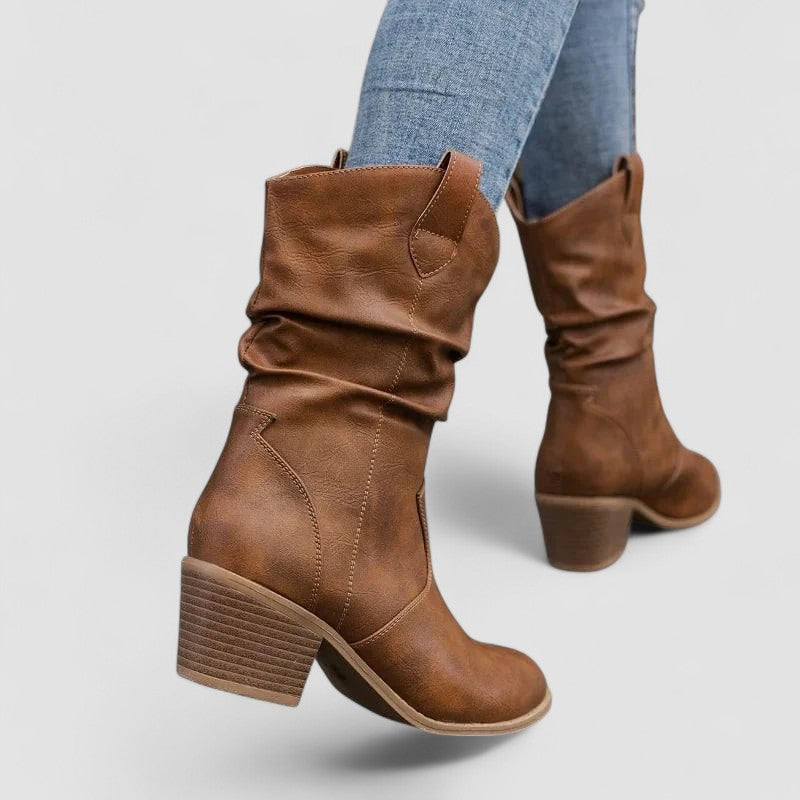 Leonor | Botas de Caña Arrugada con Tacón